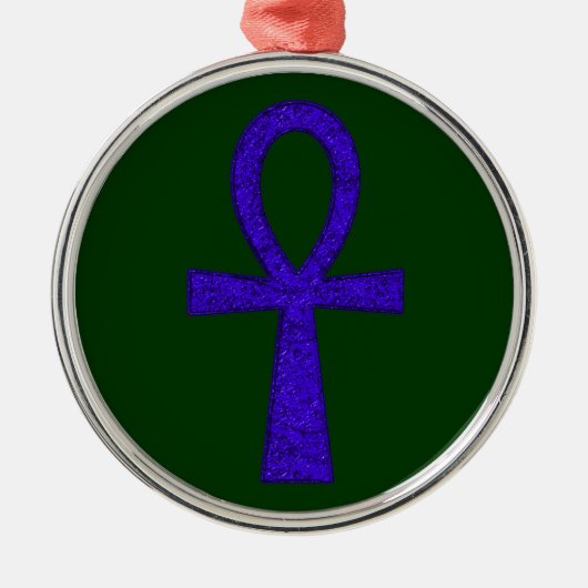 Blue Ankh Premium Round Ornament (Vorne)