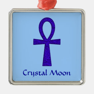 Blue Ankh Premium Square Ornament