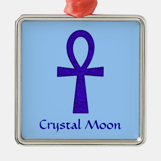 Blue Ankh Premium Square Ornament (Vorne)