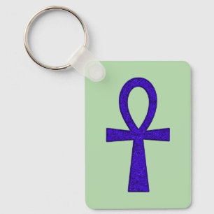 Blue Ankh rechteckiger Metal-Schlüsselanhänger Schlüsselanhänger