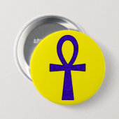 Blue Ankh Round Button (Vorne & Hinten)
