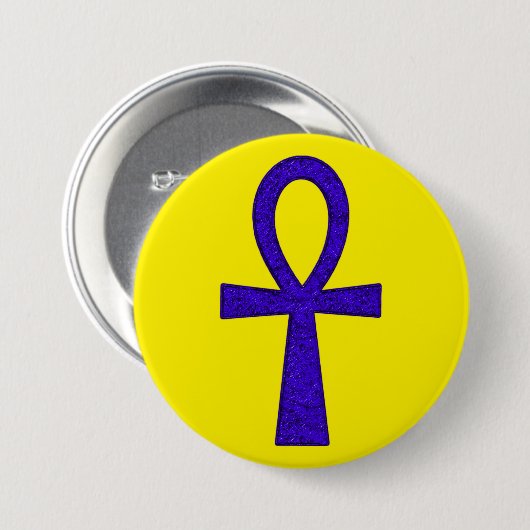 Blue Ankh Round Button (Vorne & Hinten)