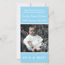 Blue Ankündigung der Geburt eines Kindes. Fügen Si