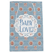 Blue Antique Personalisiert Baby Liebe Geschenktas Mittlere Geschenktüte (Vorderseite)