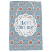 Blue Antique Personalisiert Happy Birthday Geschen Mittlere Geschenktüte (Vorderseite)