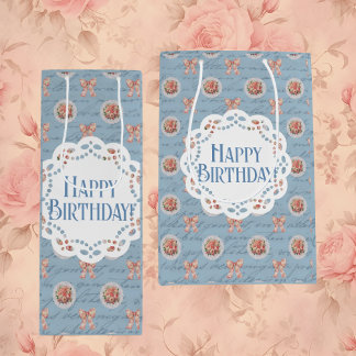 Blue Antique Personalisiert Happy Birthday Geschen Mittlere Geschenktüte