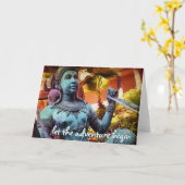 Blue Antique Warrior Statue Lass Adventure Begin Karte (Gelbe Blume)