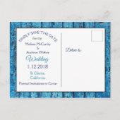 Blue Antique Weathered Wood Wedding speichern das  Ankündigungspostkarte (Rückseite)