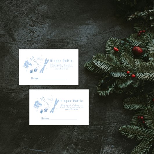 Blue Après Bébé Ski Diaper Raffle Baby Shower Begleitkarte
