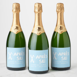 Blue Apres Ski Junggeselinnen-Abschied Champagne Schaumweinetikett