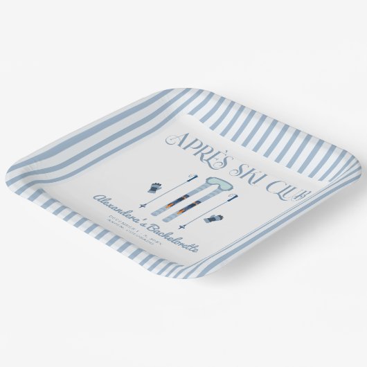 Blue Apres Ski Junggeselinnen-Abschied Pappteller (Gewinkelt)