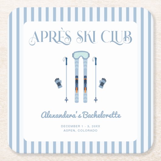 Blue Apres Ski Junggeselinnen-Abschied Rechteckiger Pappuntersetzer (Vorderseite)