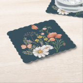 Blue Apricot Peach Pink Wildblume Square Untersetzer (angewinkelt)