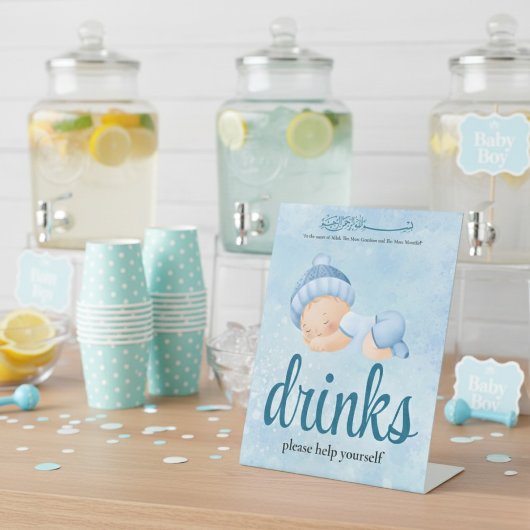 Blue Aqeeqah Baby Drinks Sign Sockelschild