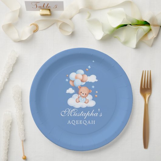 Blue Aqiqah Baby Boy Paper Plates Pappteller (Hochzeit)