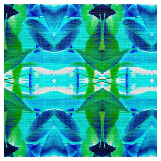 Blue Aqua-Blätter Stoff (Muster)