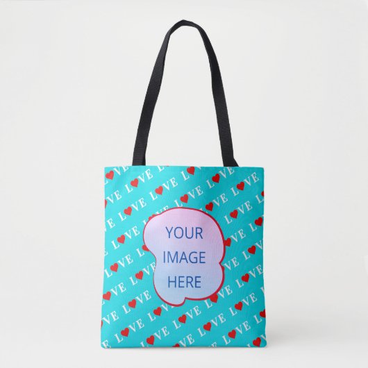 Blue Aqua Blue LIEBE Custom Foto Tasche (Vorderseite)