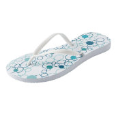 Blue Aqua Circles Dots Flip Flops Badesandalen (Schrägansicht)