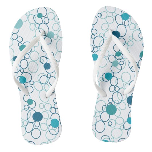 Blue Aqua Circles Dots Flip Flops Badesandalen (Fußbett)