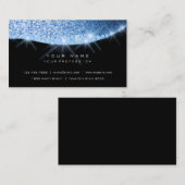 Blue Aqua Funkelnd Diamond Glitzer Glam Black Visitenkarte (Vorne/Hinten)