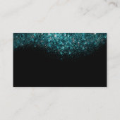 Blue Aqua Funkelnd Türkis Glitzer Glam Black Visitenkarte (Rückseite)