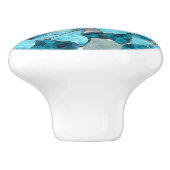 Blue aqua gemstone abstract cells keramikknauf (Seitenansicht)