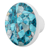 Blue aqua gemstone abstract cells keramikknauf (Rechts)