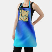 Blue Aqua Gold Glittery Elegante Print Schürze (InSitu)