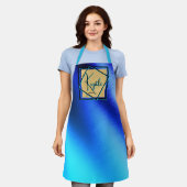 Blue Aqua Gold Glittery Elegante Print Schürze (Getragen)
