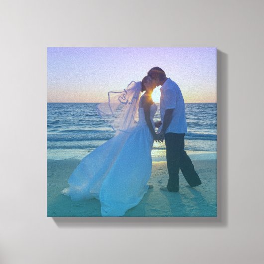 Blue Aqua Gradient Overlay Wedding Foto Leinwanddruck (Vorderseite)
