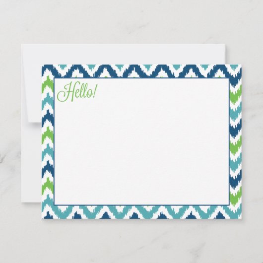 Blue Aqua Green Zigzag Ikat Muster Einladung (Vorderseite)