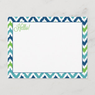 Blue Aqua Green Zigzag Ikat Muster Einladung