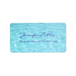 Blue Aqua Handgeschriebenes Skript Modern Water Te Adressaufkleber