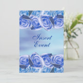Blue Aqua Hochzeit Elegante Rose Einladung (Stehend Vorderseite)