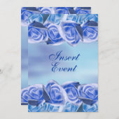 Blue Aqua Hochzeit Elegante Rose Einladung (Vorne/Hinten)
