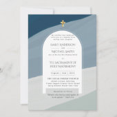 Blue Aqua Katholic Nuptial Mass Foto Hochzeit Einladung (Vorderseite)