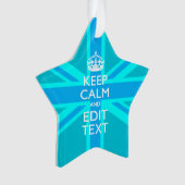Blue Aqua Keep Calm And Your Text Union Jack Ornament (Vorderseite)