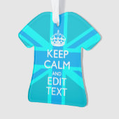Blue Aqua Keep Calm And Your Text Union Jack Ornament (Vorderseite)