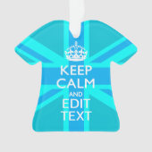 Blue Aqua Keep Calm And Your Text Union Jack Ornament (Vorderseite)