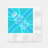 Blue Aqua Keep Calm And Your Text Union Jack Serviette (Vorderseite)