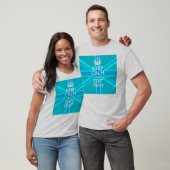 Blue Aqua Keep Calm And Your Text Union Jack T-Shirt (Unisex)