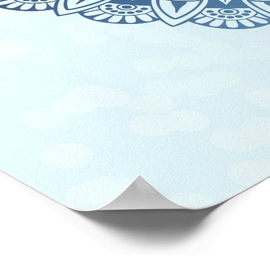 Blue Aqua Lotus Henna Mandala Print Poster (Ecke)