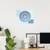 Blue Aqua Lotus Henna Mandala Print Poster (Heimbüro)