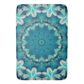Blue Aqua Mandala Rosette Retro Hippie Badematte (Vorderseite Vertikal)