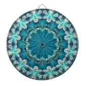 Blue Aqua Mandala Rosette Retro Hippie Dartscheibe (vorne)