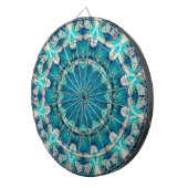Blue Aqua Mandala Rosette Retro Hippie Dartscheibe (Vorderseite rechts)