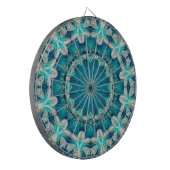 Blue Aqua Mandala Rosette Retro Hippie Dartscheibe (Vorderseite Links)