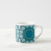 Blue Aqua Mandala Rosette Retro Hippie Espressotasse (Rechts)