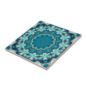 Blue Aqua Mandala Rosette Retro Hippie Fliese (Seite)