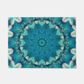 Blue Aqua Mandala Rosette Retro Hippie Fußmatte (Vorderseite)